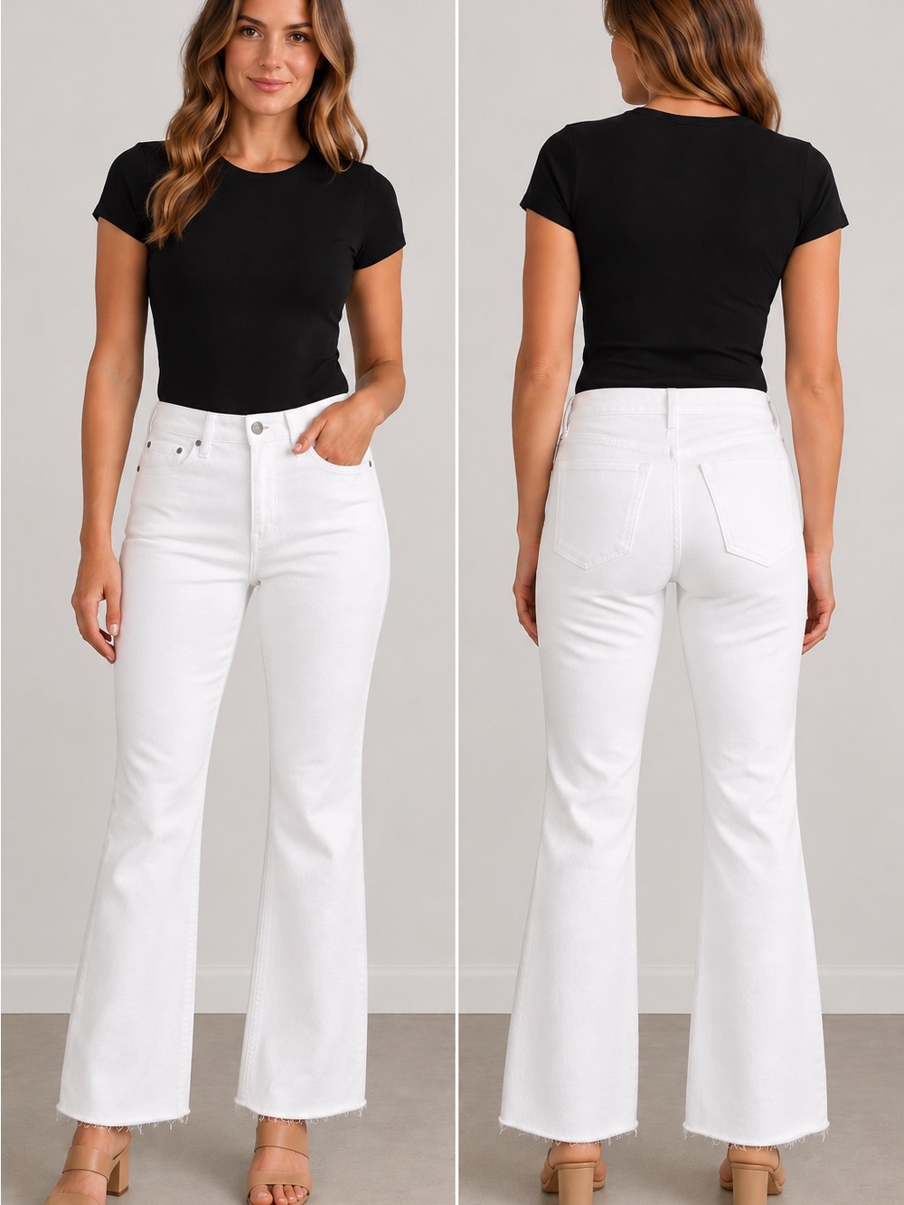 J.Crew Curvy Mid-Rise Flare Crop Jeans White Size 27